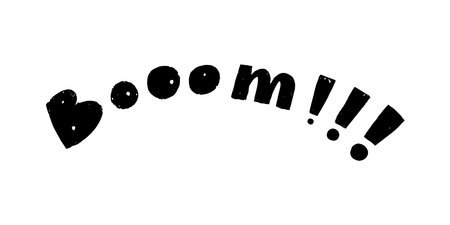 Booom - black and white lettering in cartoon styleのイラスト素材