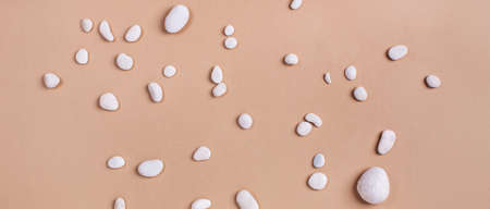 Summer concept with white pebble and beach .の写真素材