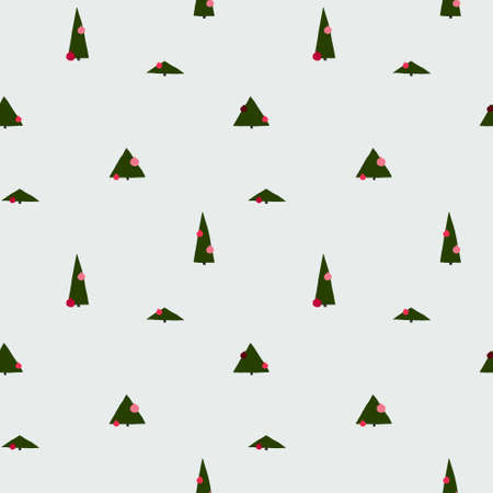 Gray background with Christmas tree forest. Seamless simple patternのイラスト素材