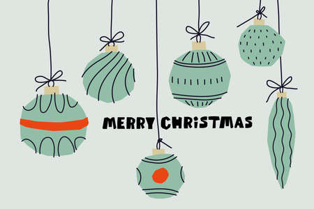 Paper cutout christmas balls with congratulations Christmasのイラスト素材
