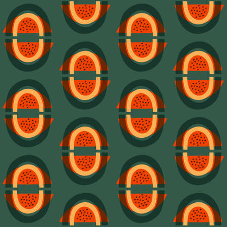 Mid-century bright retro pattern of abstract rainbows
