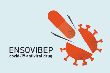 ensovibep covid-19 antiviral drug. Ensovibep capsule breaks covid-19 virusのイラスト素材
