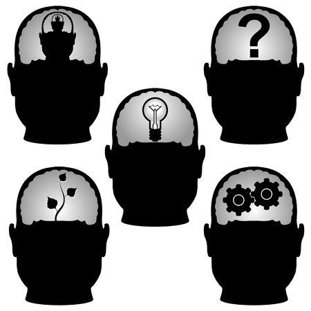 Head-brain. The silhouette of the head and brain with the idea inside.  のイラスト素材