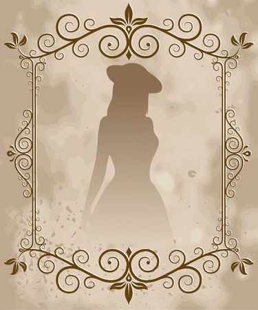 Vintage frame. Vector illustration - Frame in a floral design. Openwork frame in retro style.  のイラスト素材