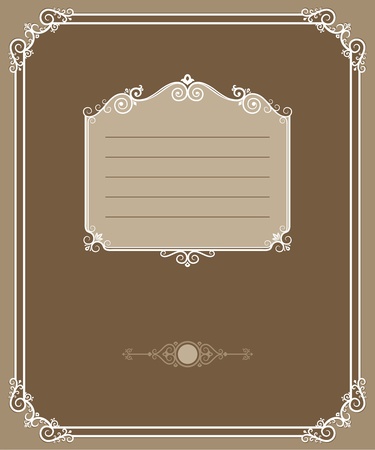 vintage Cover. Page decorated with patterned border. Stylized antique. Vector illustration.  のイラスト素材
