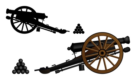 Ancient cannon on the gun carriageのイラスト素材