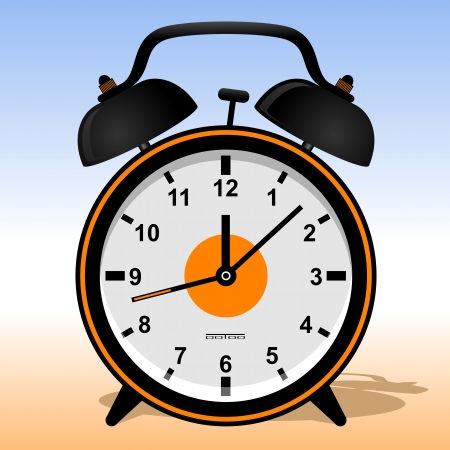 Black alarm clock  Alarm clock in a retro style   illustration   のイラスト素材