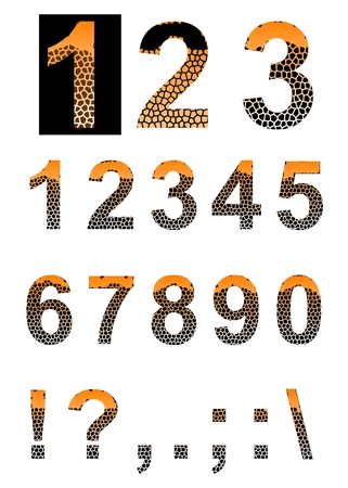 Numbers and symbols  Colored textured numbers and punctuation marksのイラスト素材