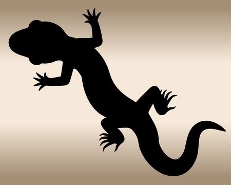 Lizard. The black silhouette of a reptile. Vector illustration.のイラスト素材