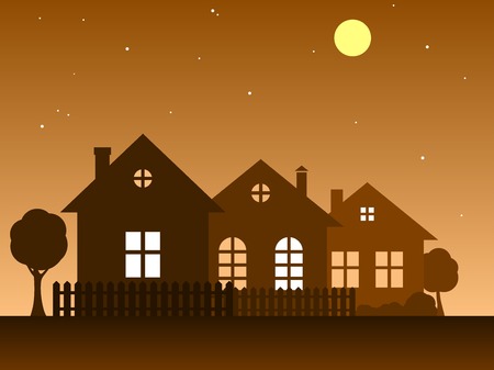 Vector illustration of home. Vector silhouettes of houses. Country Cottage.のイラスト素材