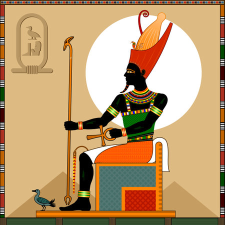 Religion of Ancient Egypt. God Geb. Geb is a Ancient Egyptian god of the earth. Vector illustration.のイラスト素材