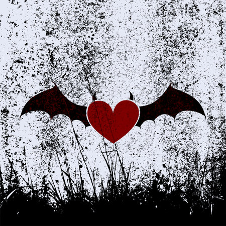 Heart symbol on the background of the grunge texture of the old wall. Vector illustration.のイラスト素材