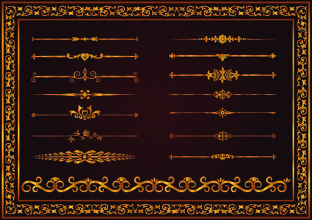 Decorative elements gold colorのイラスト素材