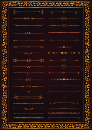 set of calligraphic design elements and page decorのイラスト素材