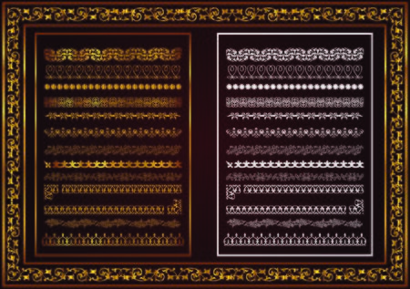 Set of seamless border ornament for design, Henna drawing and tattoo. Decorative pattern in ethnic orientalのイラスト素材