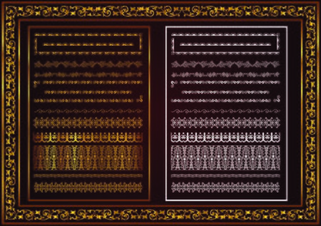 Set of seamless border ornament for design, Henna drawing and tattoo. Decorative pattern in ethnic orientalのイラスト素材