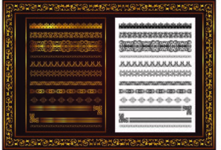 Set of seamless border ornament for design, Henna drawing and tattoo. Decorative pattern in ethnic orientalのイラスト素材