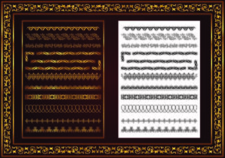Set of seamless border ornament for design, Henna drawing and tattoo. Decorative pattern in ethnic orientalのイラスト素材