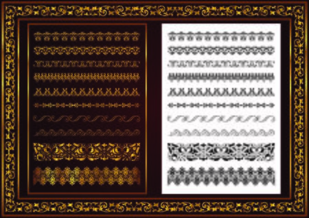Set of seamless border ornament for design, Henna drawing and tattoo. Decorative pattern in ethnic orientalのイラスト素材