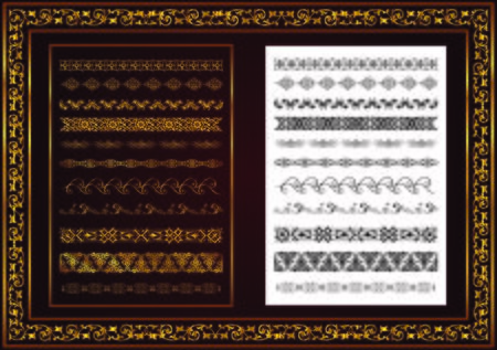 Set of seamless border ornament for design, Henna drawing and tattoo. Decorative pattern in ethnic orientalのイラスト素材