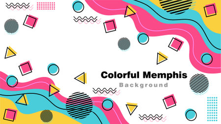Colorful Memphis Abstract Vector Backgroundのイラスト素材