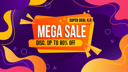 Colorful Purple Orange Magenta Super Deal Mega Sale Discount Banner Vector Background included eps file that can be edited on vector graphic software and can used for Background of Online Marketplaceのイラスト素材