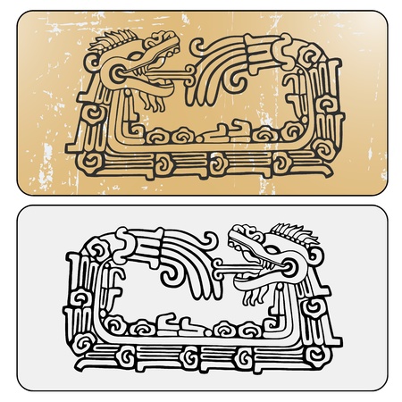 Quetzalcoatl ouroboros, maya symbolic round snake, eating its own tailのイラスト素材