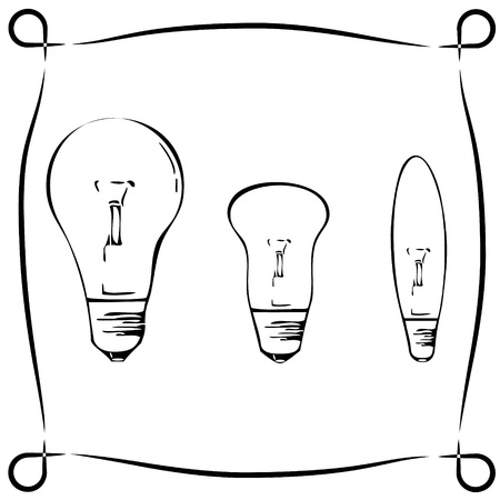 Retro light bulbs in three different shapes, blackのイラスト素材