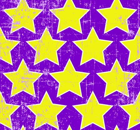Bright yellow stars on grunge purple background, seamless patternのイラスト素材