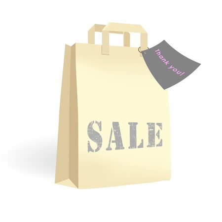 Paper shopping packet with word  sale  and thanking cardのイラスト素材