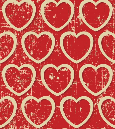 Light beige hearts on grunge background, seamless patternのイラスト素材