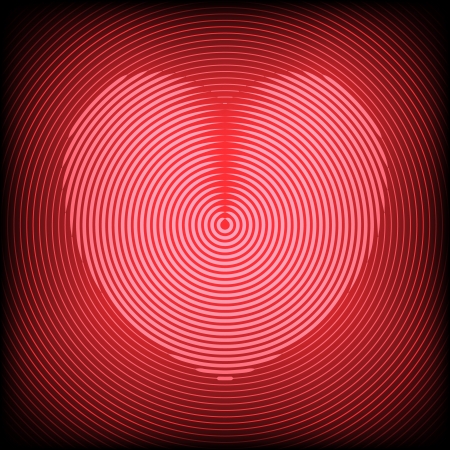 Abstract heart in black and red colors, made from round stripesのイラスト素材