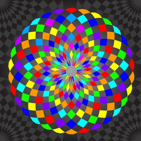 Abstract colorful mosaic sphere on black decorated backgroundのイラスト素材