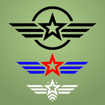 Abstract military star emblem set on green backgroundのイラスト素材