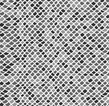 Scale seamless mosaic hand drawn pattern in gray colorsのイラスト素材
