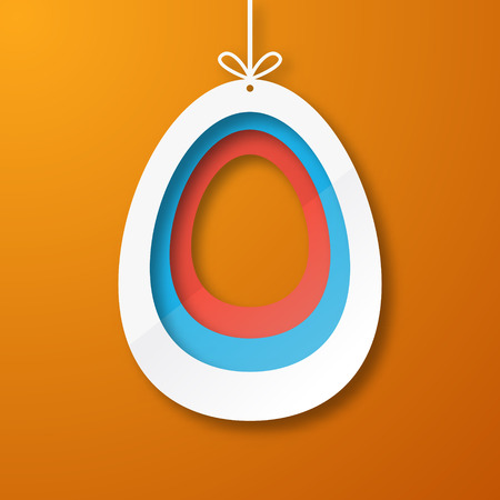 Abstract realistic hanging paper paper egg with shadowのイラスト素材