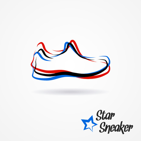 Hand drawn sketchy with stylized shoe and starのイラスト素材