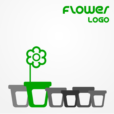 Abstract flower logo with sample text on white backgroundのイラスト素材