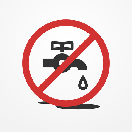 Stop water leak sign, water tap and drop iconのイラスト素材