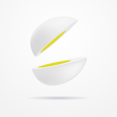 Realistic boiled egg cut in two equal piecesのイラスト素材