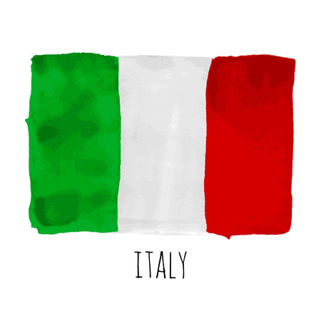 Bright hand drawn watercolor Italy flag with sample textのイラスト素材