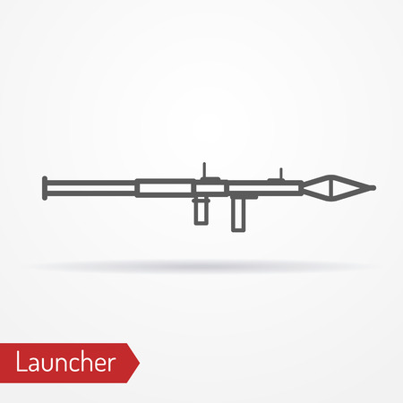 Abstract grenade launcher icon in line style with shadow. Army stock image.のイラスト素材