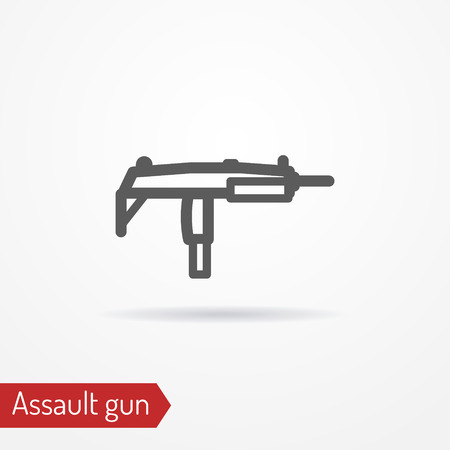 Compact submachine gun line vector iconのイラスト素材