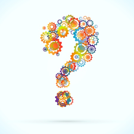 Colored cogwheels vector abstract question markのイラスト素材
