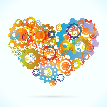 Colored cogwheels vector abstract heartのイラスト素材