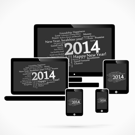 2014 abstract word cloud vector backgroundのイラスト素材