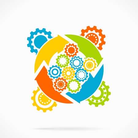 Abstract synchronized gear vector illustrationのイラスト素材