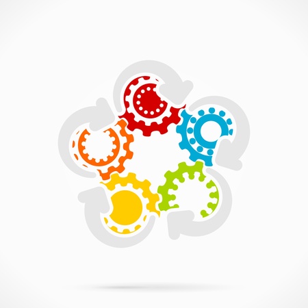 Abstract synchronized gear vector illustrationのイラスト素材
