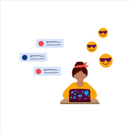 Illustration of a flat education design concept. Distant education. Children study from home. Online education, training and courses, investment in education, vector illustrationのイラスト素材