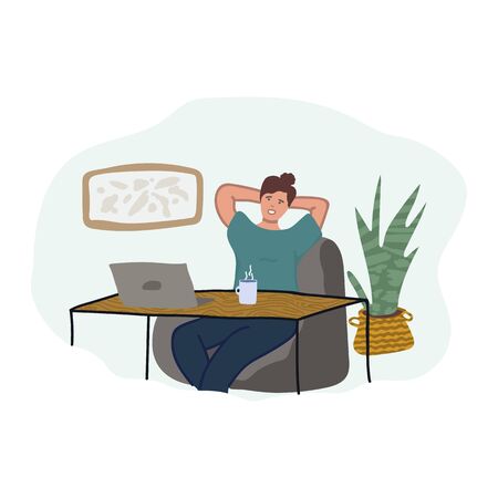Man his animation laptop is channel alpha cartoon computer screen vector Cabinet Workload Exploding Office File Animation sitting desk young drawing user Freelancer included Businessman executive HD.のイラスト素材